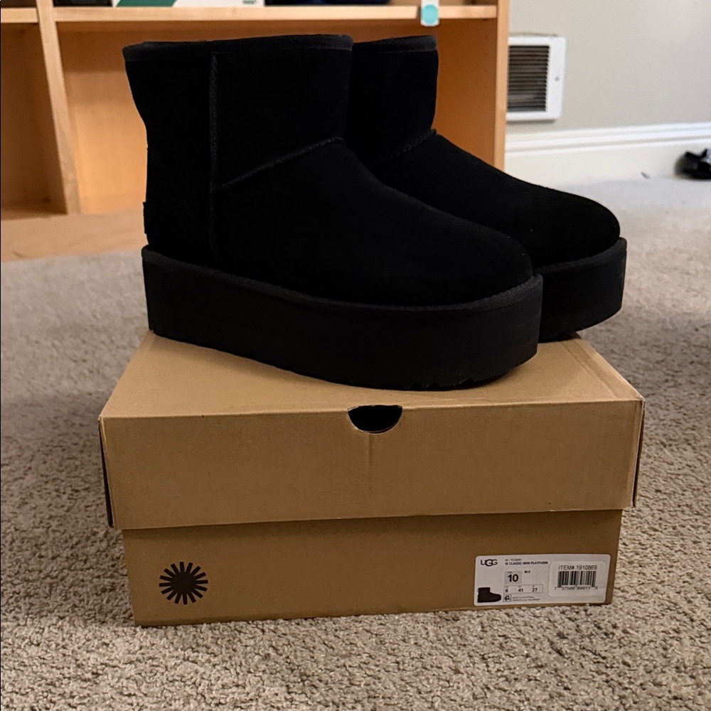 UGG Black Suede Platform Boots